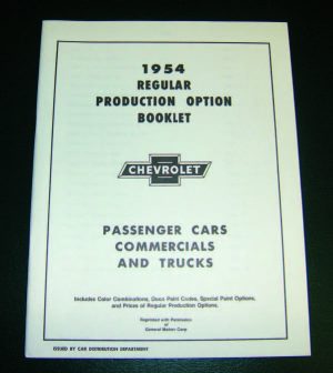 1954 Regular Production Option Booklet