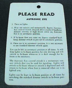 Autronic Eye Instruction