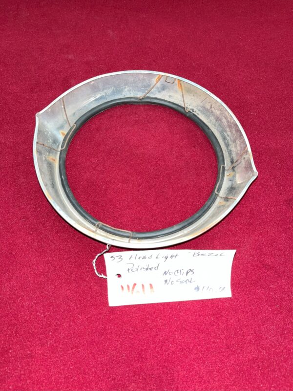 1953 Headlight Bezel  (Polished, No Clips, No Seal) - Image 4