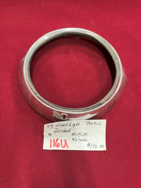 1953 Headlight Bezel  (Polished, No Clips, No Seal) - Image 2