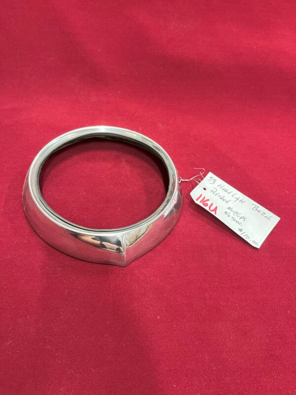 1953 Headlight Bezel  (Polished, No Clips, No Seal) - Image 3