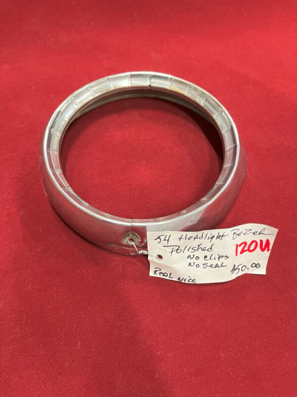 1954 Headlight Bezel  (Polished, No Clips, No Seal)
