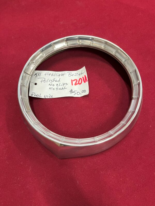 1954 Headlight Bezel  (Polished, No Clips, No Seal) - Image 2