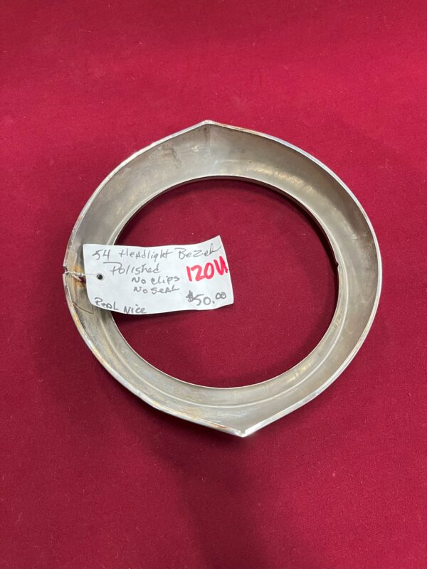 1954 Headlight Bezel  (Polished, No Clips, No Seal) - Image 3