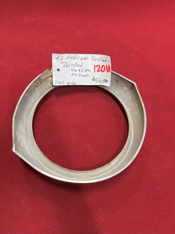 1954 Headlight Bezel  (Polished, No Clips, No Seal) - Image 4