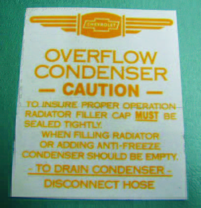 Radiator Overflow Canister Decal