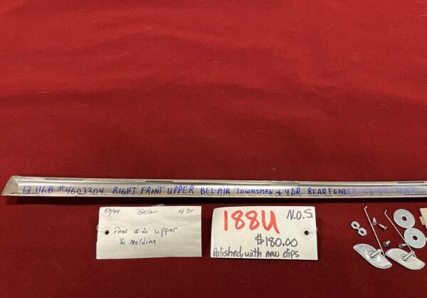 1953-1954 BelAir 4 Door Passenger's Side Upper Quarter Molding (N.O.S.) - Image 4