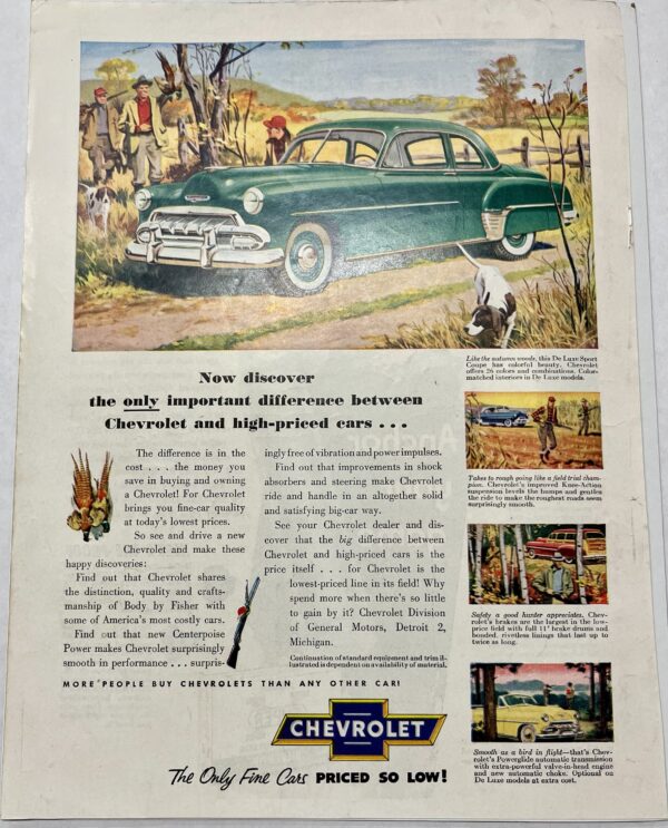 1952 Green Chevrolet Autumn Hunting Magazine Advertisement - Image 2