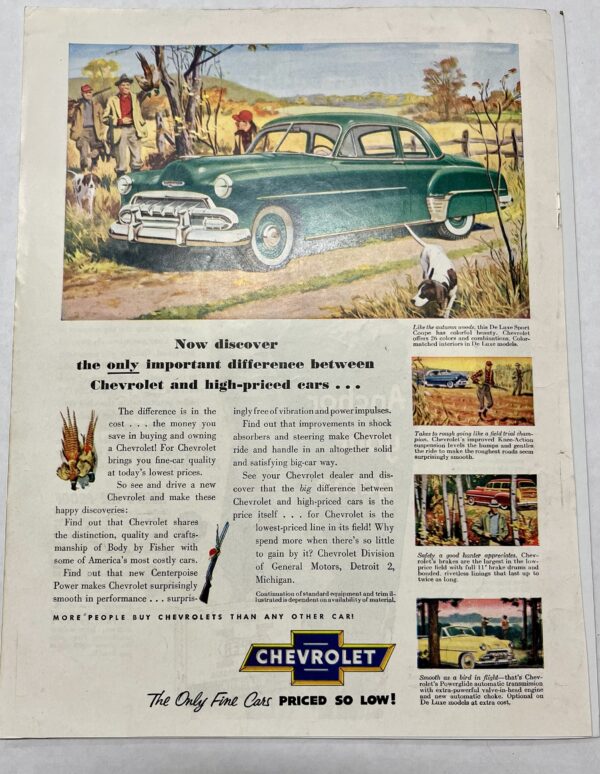 1952 Green Chevrolet Autumn Hunting Magazine Advertisement - Image 3
