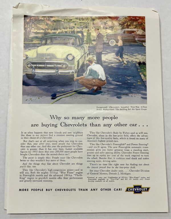 1953 Yellow Chevrolet 210 Friendly Neighborhood Magazine Advertisement - Image 2