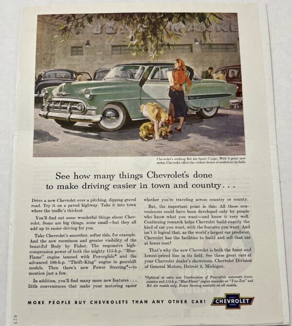 1953 Green Chevrolet Bel Air Sport Coupe Busy Shopping Magazine Advertisement