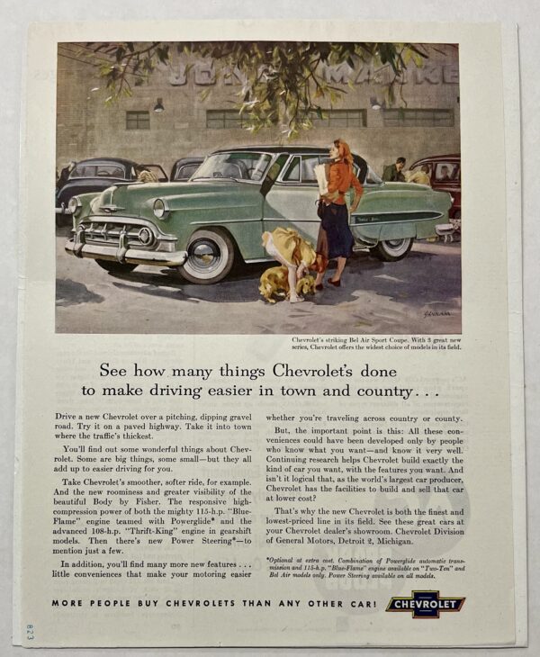 1953 Green Chevrolet Bel Air Sport Coupe Busy Shopping Magazine Advertisement - Image 2