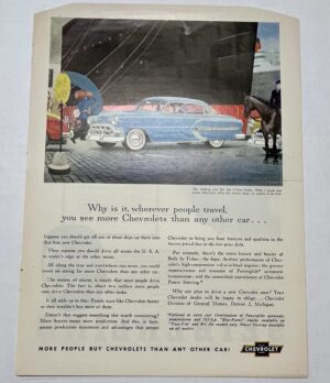 1953 Blue Chevrolet Bel Air 4 Door Sedan Loading Dock Scene Magazine Advertisement