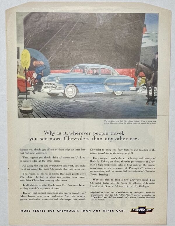 1953 Blue Chevrolet Bel Air 4 Door Sedan Loading Dock Scene Magazine Advertisement - Image 2