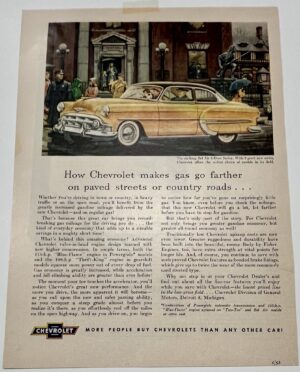 1953 Chevrolet Bel Air 2 Door Sedan Town Hall Scene Magazine Advertisement