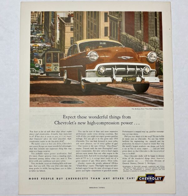 1953 Orange Chevrolet 210 Trolley Scene Magazine Advertisement - Image 2