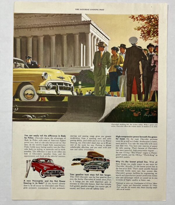 1953 Chevrolet Bel Air Lincoln Memorial Two Page Fold Magazine Advertisement - Image 4