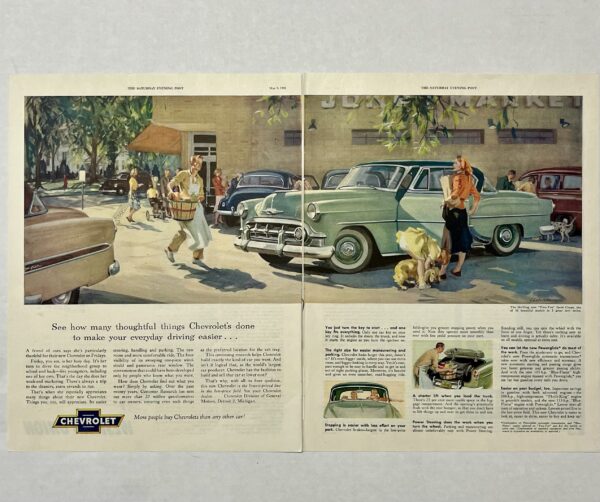 1953 Chevrolet 210 Busy Shopping Two Page Fold Magazine Advertisement - Image 2