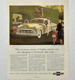 1953 Chevrolet Bel Air 2 Door Sedan Trimming Bushes Scene Magazine Advertisement