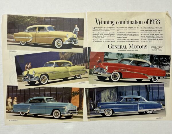 1953 GM Cars Two Page Fold Magazine Advertisement