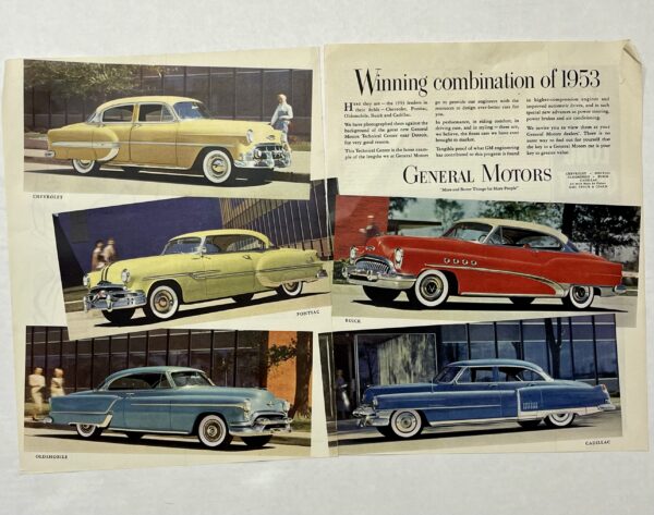 1953 GM Cars Two Page Fold Magazine Advertisement - Image 2